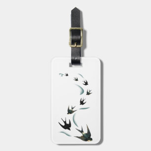 Étiquette À Bagage Art vintage d'oiseaux d'hirondelle