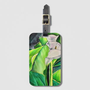 Étiquette À Bagage Arum blanc Lily aquarelle tropicale florale