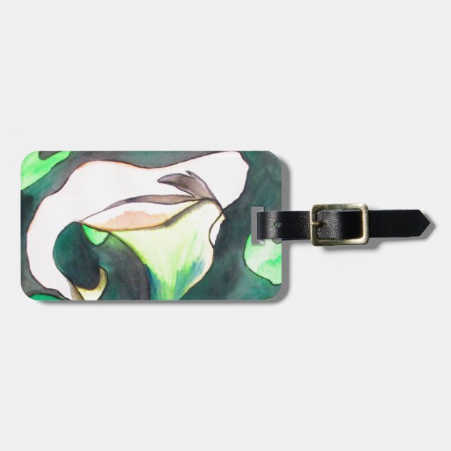 Étiquette À Bagage Arum Lily aquarelle peinture originale (Devant horizontal)