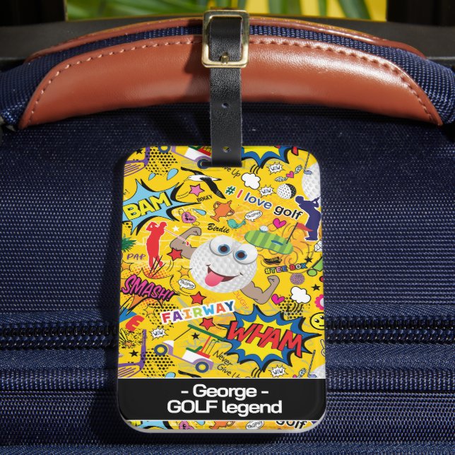 Étiquette À Bagage 😍 ⛳ 🏌️ 💛 Avec texte génial mélange de golf jaun (Insitu Rectoal 2)