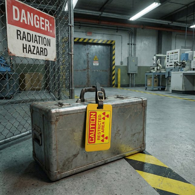 Étiquette À Bagage Avertissement de danger de rayonnement dans les zo (Créateur téléchargé)