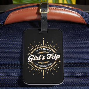 Étiquette À Bagage Avertissement Voyage de Filles en Cours Vacances d
