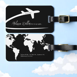 Étiquette À Bagage Avion (côté avant), Carte du monde (arrière)