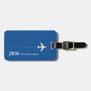 Étiquette À Bagage avion de voyage bleu personnalisé