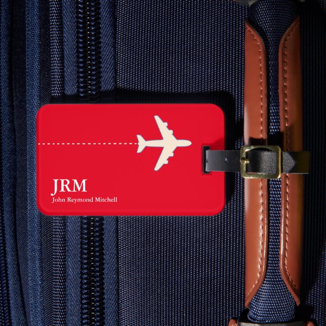 Étiquette À Bagage Avion de voyage personnalisé rouge et blanc (Insitu Rectoal 4)