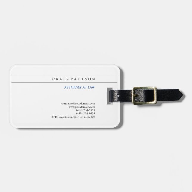Étiquette À Bagage Avocat-conseil noir blanc à la profession de droit (Devant horizontal)