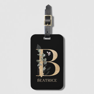 Étiquette À Bagage B Monogramme Floral Personnalisé