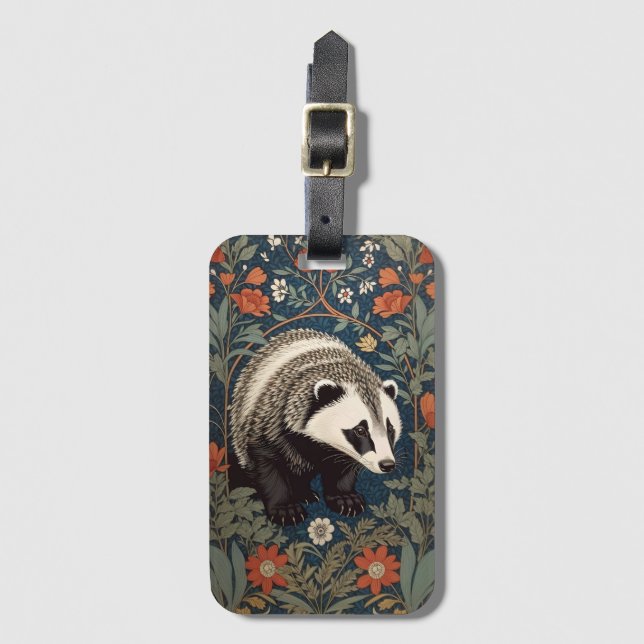 Étiquette À Bagage Badger de Woodland William Morris inspiré (Devant Vertical)