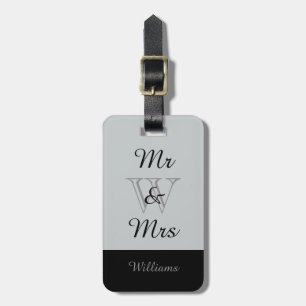 Étiquette À Bagage BAGAGE CHIC TAG_ " M. et Mme" DANS GRAY/BLACK