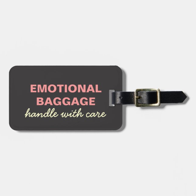 Étiquette À Bagage Bagages émotionnels : Handicap Avec Soin - Rose, J (Devant horizontal)