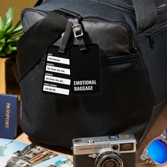 Étiquette À Bagage Bagages émotionnels Sarcastique drôle Dire (Recto & Verso)