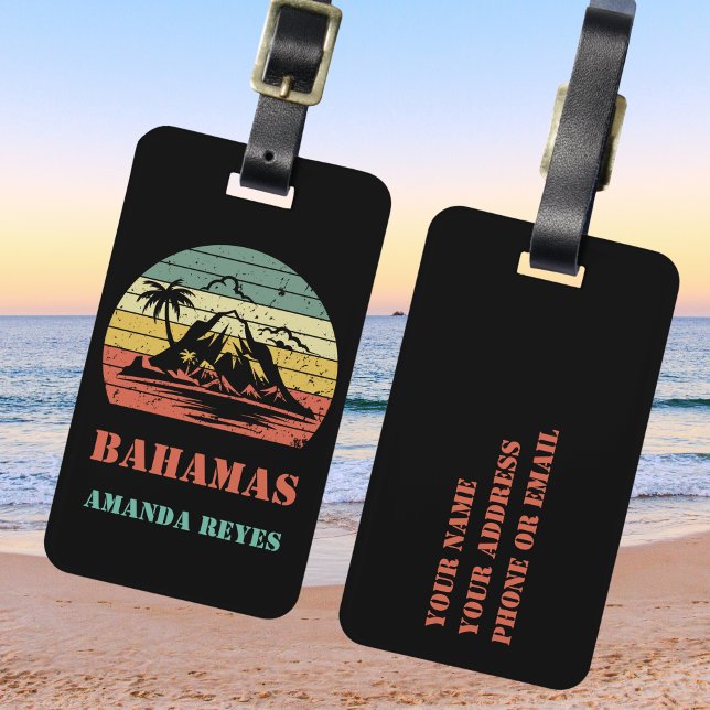 Étiquette À Bagage Bahamas Retro personnalisée (Créateur téléchargé)