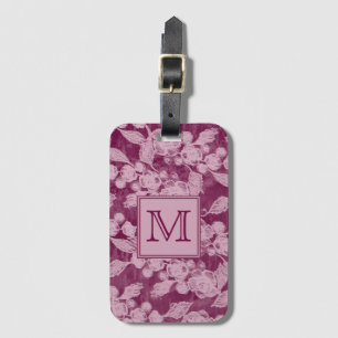 Étiquette À Bagage Baies et fleurs de violet monogramme floral