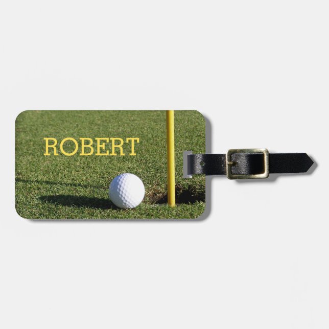 Étiquette À Bagage Bal de golf sur le Green | Golf (Devant horizontal)