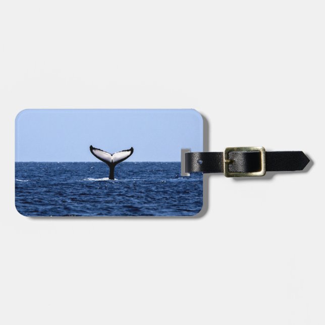 Étiquette À Bagage Baleine à bosse en océan (Devant horizontal)