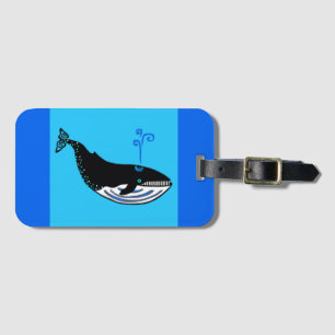 Étiquette À Bagage BALEINE Bleue Graphique -Bleu Marin