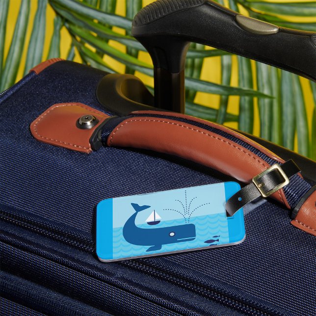 Étiquette À Bagage Baleine nautique et voilier Océan Blue Sea (Créateur téléchargé)
