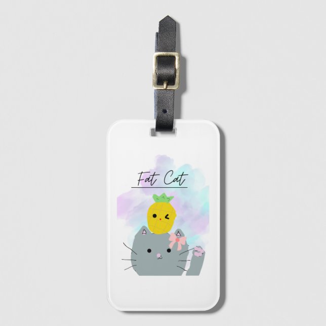 Étiquette À Bagage Balise à 2 bagages pour chat gras mou (Devant Vertical)