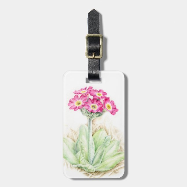 Étiquette À Bagage Balise à bagages primula rose fine art (Devant Vertical)