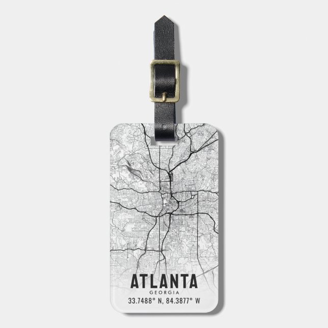 Étiquette À Bagage Balise Bagage Atlanta, Georgia City Map Topographi (Devant Vertical)