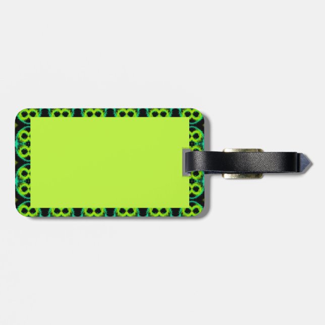 Étiquette À Bagage Balise bagage avec bordure verte amusante (Dos horizontal)