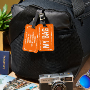 Étiquette À Bagage Balise bagage de voyage couleur orange vif   PERSO