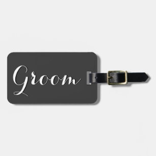 Étiquette À Bagage Balise bagage en mariage gris et noir pour marié