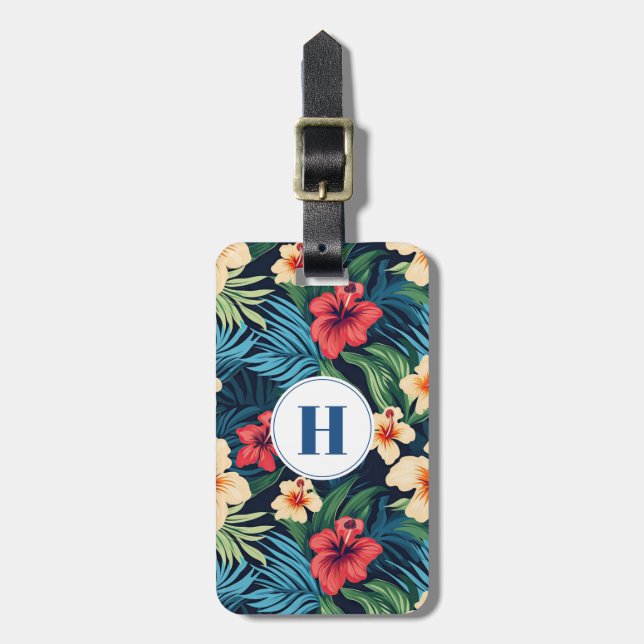 Étiquette À Bagage Balise Bagage Fleurs Hawaiiennes (Devant Vertical)