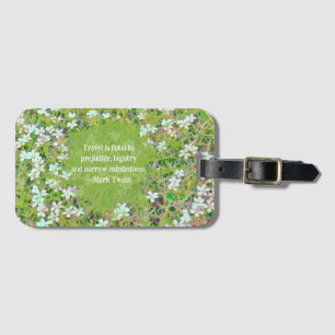 Étiquette À Bagage Balise bagage FLORAL, VERT ET BLANC/CITATION DE VO