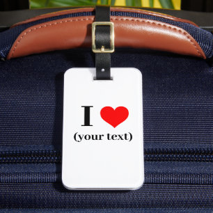 Étiquette À Bagage Balise bagage - Personnalisé I coeur (votre texte)