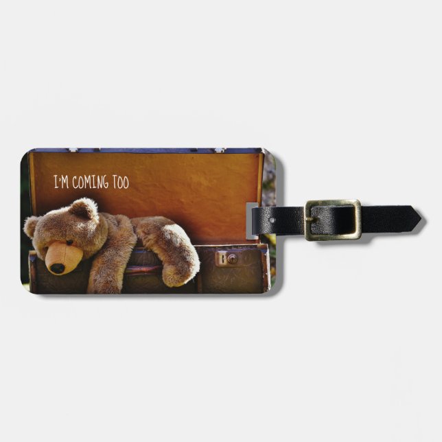 Étiquette À Bagage BALISE bagage personnalisé Nounours mignon (Devant horizontal)