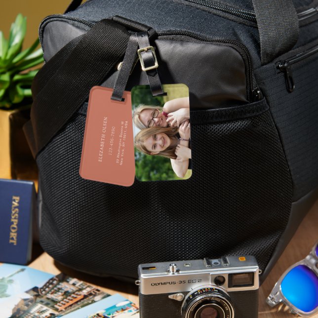 Étiquette À Bagage Balise bagage personnalisée avec photo - Cadeau de (Recto & Verso)