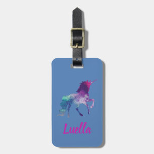 Étiquette À Bagage Balise bagage personnalisée Cute Pink Kids Unicorn