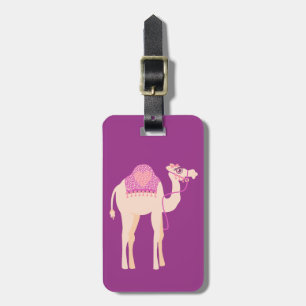 Étiquette À Bagage Balise bagage personnalisée en chameau rose violet