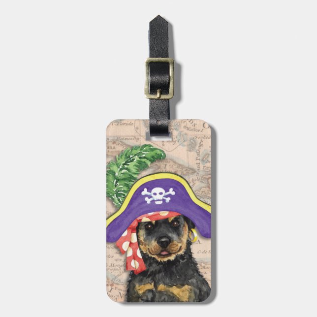 Étiquette À Bagage Balise Bagage Pirate Rottweiler (Devant Vertical)