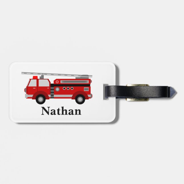 Étiquette À Bagage Balise bagage pour camion rouge pour enfant mignon (Dos horizontal)