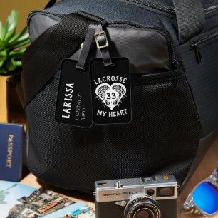 Étiquette À Bagage Balise Black Lacrosse My Heart Luggage