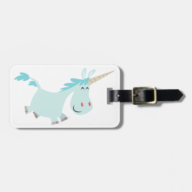 Étiquette À Bagage Balise Bleu Carton Unicorn Bagage (Devant horizontal)
