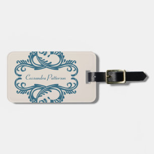 Étiquette À Bagage Balise Bleu Chic Damask