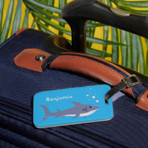 Étiquette À Bagage Balise Bleu Fun Shark Kid Luggage avec nom