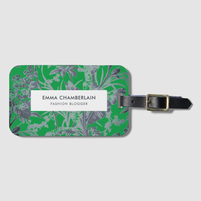 Étiquette À Bagage Balise Botanique Green Chinoiserie Custom Luggage (Devant Horizontal)