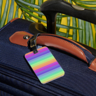 Étiquette À Bagage Balise Bright Pastel Rainbow Stripe Luggage