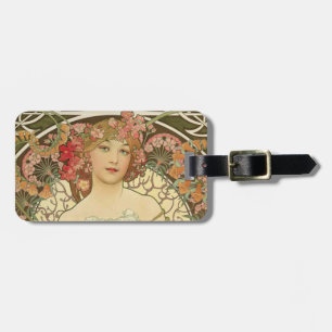 Étiquette À Bagage Balise Champagne Girl Alphonse Mucha