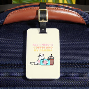 Étiquette À Bagage Balise Chauffage Chauffant Chat et Caméra Jaune