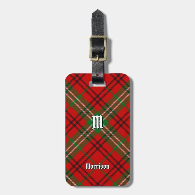 Étiquette À Bagage Balise Clan Morrison Red Tartan Luggage (Devant Vertical)