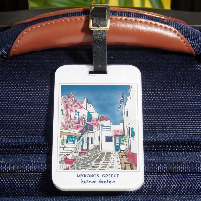 Étiquette À Bagage Balise couleur Mykonos Grèce bagages personnalisés (Insitu Rectoal 2)