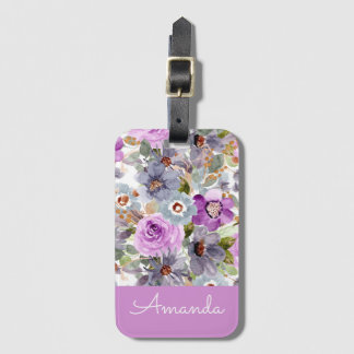 Étiquette À Bagage Balise de bagage aquarelle à motifs floraux
