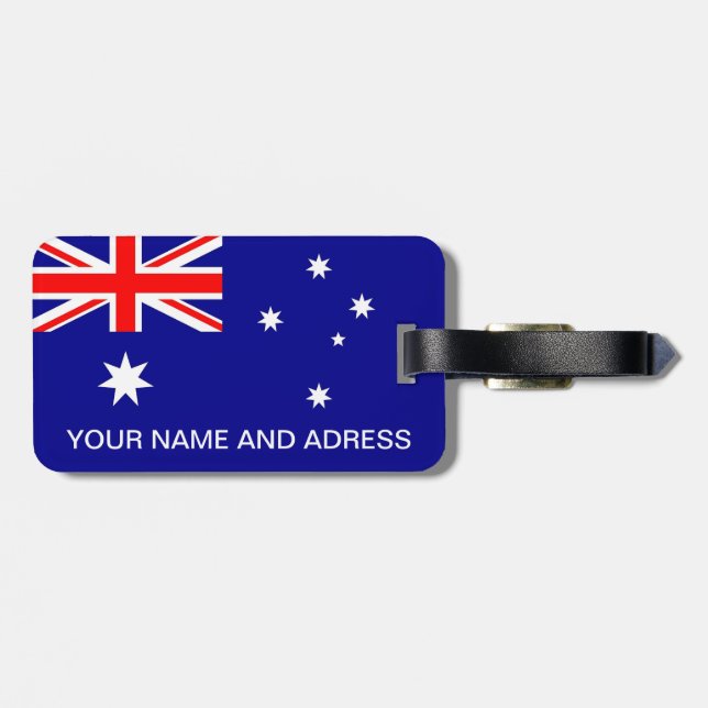 Étiquette À Bagage Balise de bagage avec drapeau d'Australie (Dos horizontal)