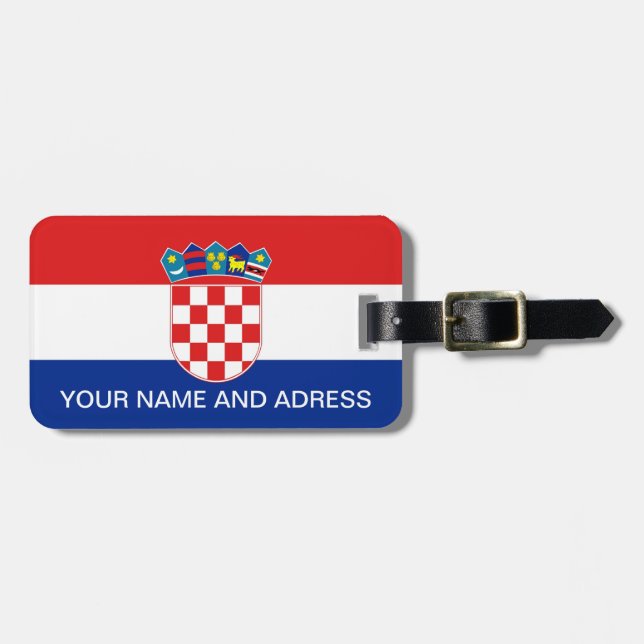 Étiquette À Bagage Balise de bagage avec drapeau de Croatie (Devant horizontal)