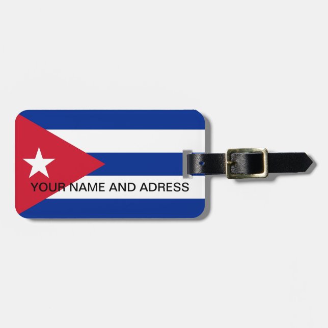 Étiquette À Bagage Balise de bagage avec drapeau de Cuba (Devant horizontal)